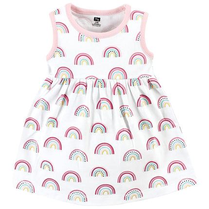 Hudson Baby Baby Girls' Cotton Dress and Cardigan Set, Modern Rainbow, 5T