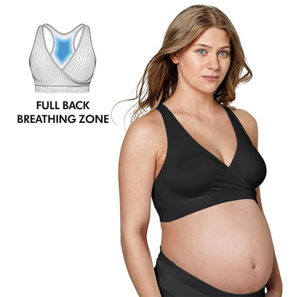 Medela Keep Cool Sleep Bra | Seamless Maternity & Nursing Sleep Bra with Full Back Breathing Zone and Soft Touch Fabric, Black, S