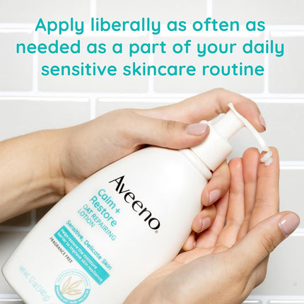 Aveeno Restorative Skin Therapy Moisturizing Oat Repairing Cream for Sensitive, Distressed, Dry Skin, with Prebiotic Oat & Aloe, Formulated without Parabens, Fragrance & Steroids, 12 oz