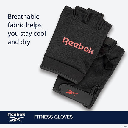 Reebok Classic Fingerless Gloves Lightweight Fitness Weightlifting Gloves for Workout, Crossfit, Cycling and Home Gym Exercise, Breathable Workout Gloves for