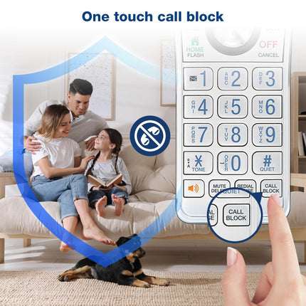 Teléfono inalámbrico VTech IS8151 DECT 6.0 de super largo alcance para el hogar con contestador automático, alcance de 2300 pies, bloqueo de llamadas, Bluetooth, conector para auriculares, batería de respaldo, intercomunicador, ampliable a 12 auriculares