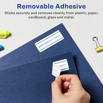 Avery Matte White Removable Rectangle Labels with Sure Feed Technology, Print-to-The-Edge, 1" x 2", 1,200 Removable Labels, Laser/Inkjet Printable Labels
