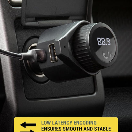 Scosche BTFM9 FM Bluetooth Transmitter Car, Dual 12W USB-C and USB-A Charging Ports, Fast Type C Car Charger, Wireless Radio Bluetooth Adapter, Hands-Free Car Kit for Calls, Siri and Google Assistant