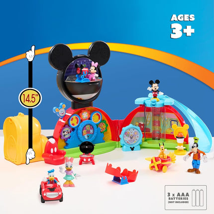 Just Play Disney Jr. Mickey Mouse Clubhouse 28 Inch Deluxe Game with 2 Exclusive Figures as a Gift, Lights and Sounds, 18 Pieces, Toy for Children from 3 Years
