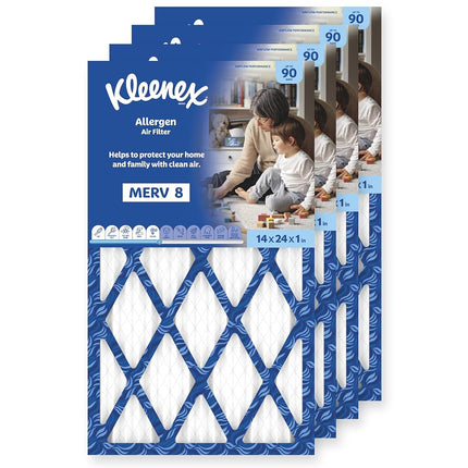 Kleenex Allergen Air Filter 14x24x1 Inches - 8 MERV RATING (4-Pack)