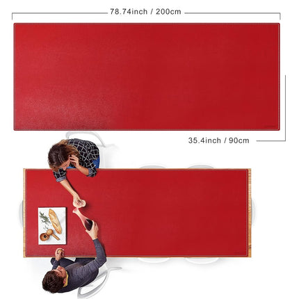 ZORESYN Large Conference Table Pads (200x90cm) - PU Leather Oversized Mouse pad Office Desk Mat - Nonslip Base and Waterproof Desktop Writing Pad Mouse Mat (Red)