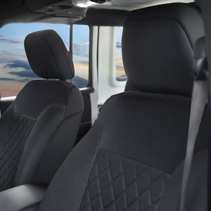FH Group Front Set Neosupreme Car Seat Cover for Low Back Seats with Removable Headrest, Universal Fit, Airbag Compatible, Car Seat Cover for SUV, Solid Black