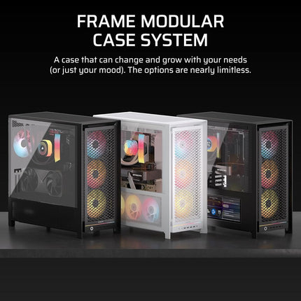 CORSAIR FRAME 5000D RS Modular High Airflow Mid-Tower PC Case – 4x Pre-Installed RS Fans, InfiniRail™ Fan Mounting System, GPU Anti-Sag, ASUS BTF, MSI Project Zero, Gigabyte Project Stealth – White