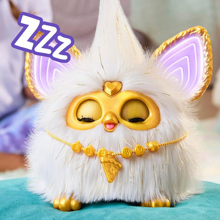Furby Gold Glam Interactive Plush Toys for 6 Year Old Girls & Boys & Up, Voice Activated Animatronic, Speaks English & Furbish, White