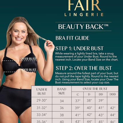Sujetador con aros Vanity Fair Women's Beauty Back de copa completa, cierre delantero, blanco, 36DD
