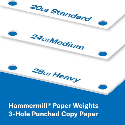 Hammermill Fore Multi-Purpose Copier Paper, 10.9 kg, 3 Holes, 1 Ream (500 Sheets), 96 Bright Made in USA