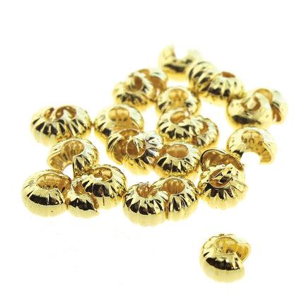 The Beadsmith Crimp Covers – Baño de oro, forma redonda corrugada, medio abiertas, 4 mm de diámetro, 144 piezas