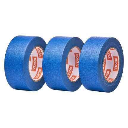 VEVOR Cinta de pintor, 2 pulgadas de ancho (1.88 pulg. x 60 yds), 3 rollos, cinta de pintor azul para pintura, bordes, molduras, techos, cinta de enmascarar que protege las superficies y se quita fácilmente, arte de manualidades, decoración de etiquetado