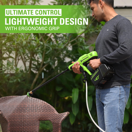 Hidrolimpiadora Greenworks 40V (600 PSI 0.8 GPM), batería USB de 2 Ah y cargador incluidos