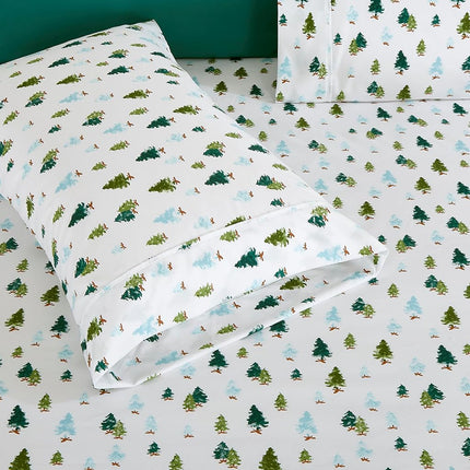 Elegant Comfort Luxury Soft Bed Sheets Holiday Pattern 1500 Premium Hotel Quality Microfiber - Softness Wrinkle and Fade Resistant (4-Piece) Bedding Set, Twin XL, Twill Tree