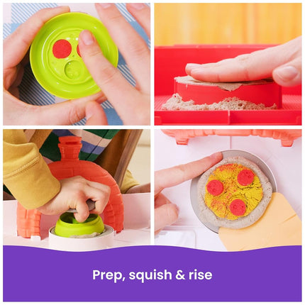 Kinetic Sand, SquishPizza Rising Pizza Playset with 452g Play Sand and 5 Tools, Kids’ Toys for Girls and Boys Aged 5 and up