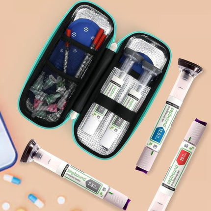 LengKe EVA Insulated Cooler Travel Case for Zepbound Injector Pens, 2 TSA Approved Ice Pack, Real-Time Temperature Display, Medication Cooler for Travel & Daily Use
