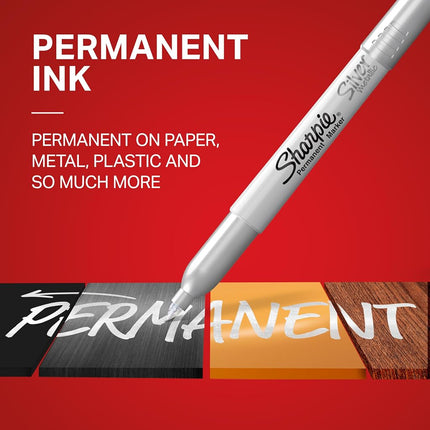 Sharpie Metallic Permanent Marker, Fine Point, Silver, 1 Count