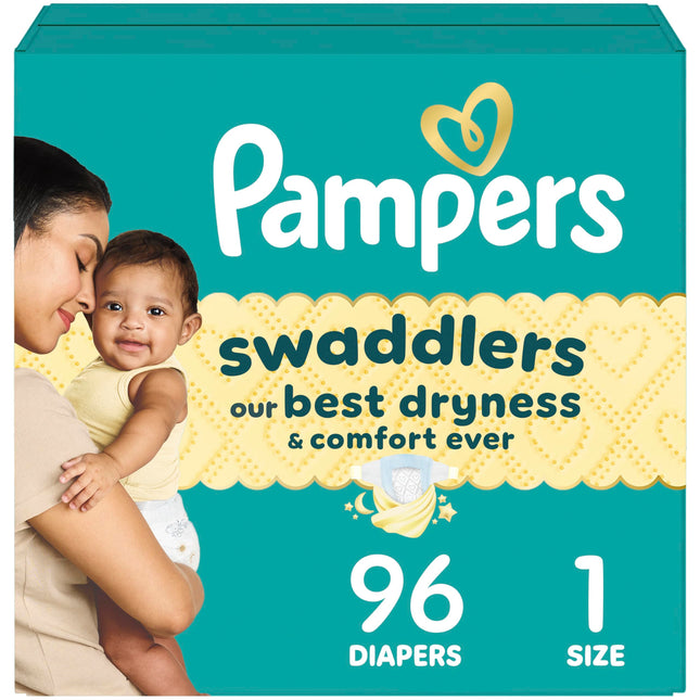 Pampers Swaddlers Diapers, Size 1 (8-14 lbs), 96 C