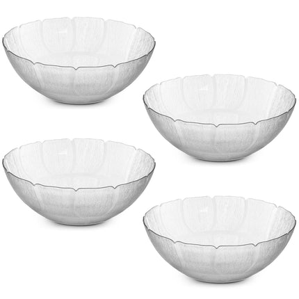 Carlisle FoodService Products Petal Mist Plastic Petal Bowl, Glass Bowls for Restaurants, Hospitals, 17.2 Quarts, Clear, (Pack of 4)