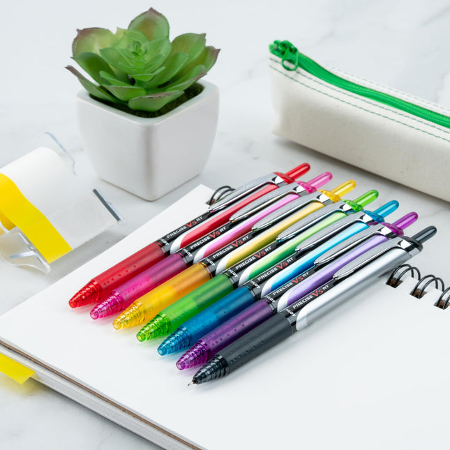 PILOT Precise V5 RT Refillable & Retractable Liquid Ink Rolling Ball Pens, Extra Fine Point (0.5mm) Red Ink, 12-Pack (26064)