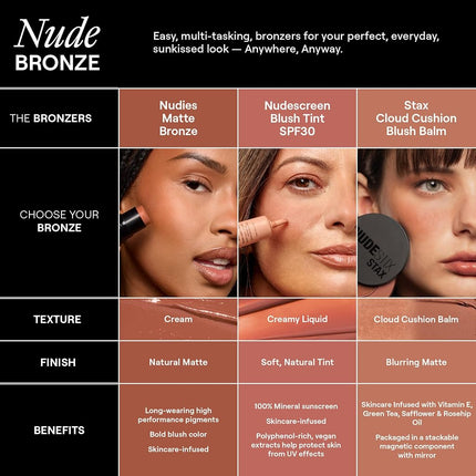 NUDESTIX Nudies Bronze Matte Bronzer Stick Deep Maple Eh 7g – Matte Cream Bronzer for Cheeks, Eyes & Lips – Longwear Sculpting Bronzer, Warm Brown-Bronze Tan
