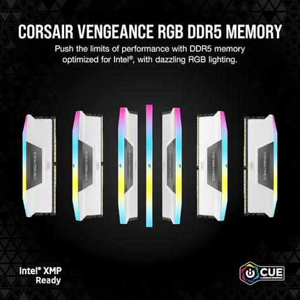CORSAIR VENGEANCE RGB DDR5 RAM 32GB (2x16GB) Up to 6400MHz CL36 Intel XMP iCUE Compatible Computer Memory - White (CMH32GX5M2B6400C36W)