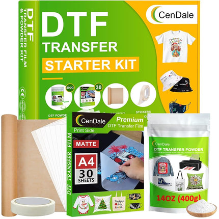 CenDale DTF Transfer Kit - A4 DTF Film & Powder, 3