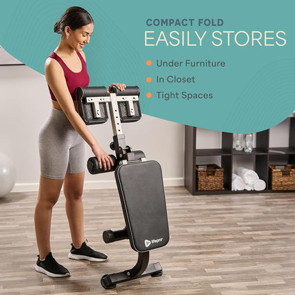 LifePro Multipurpose Roman Chair - Foldable Back Extension & Ab Workout Bench - Versatile At-Home Hyperextension for Whole-Body Training (Grey)