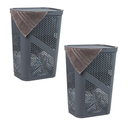 Mind Reader 60L Slim Laundry Hamper, Set of 2, Clo