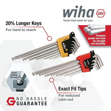 Wiha 66992 MagicRing Ball End Hex L-Key Set in Holders, 22 Piece