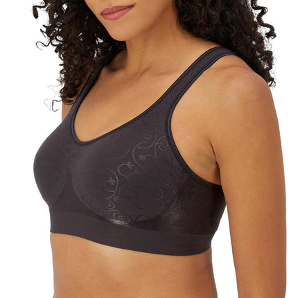 Bali Women's Comfort Revolution Wireless Bra, Full-Coverage Wirefree Bra, Cool Comfort Fabric, Black Swirl, 38C