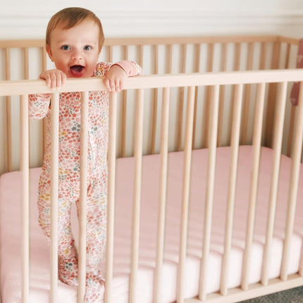HonestBaby Fitted Crib Sheets Set Standard Mattress, 100% Organic Cotton Baby Boys, Girls, Neutral, 1 Pack - Pink Salt, One Size