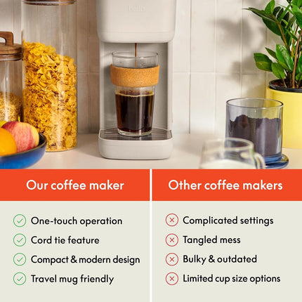 Cafetière individuelle Bella, compatible avec les dosettes K-Cup et le café moulu, avec plateau égouttoir amovible et réglable, arrêt automatique et accessoires réutilisables lavables au lave-vaisselle, infuse de 6 à 14 oz