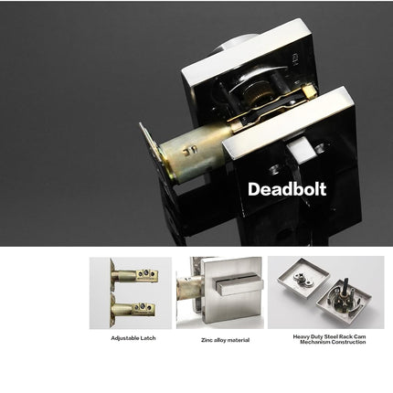 Exterior Door Lock Set With Deadbolt, Front Handle, Single Cylinder, Keyed Alike Heavy Duty Entry Handles Locksets (Satin Nickel, 2 Pack)