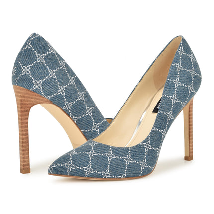 Nine West Women's Tatiana Pump, Denim Blue Logo 426, 4.5 UK