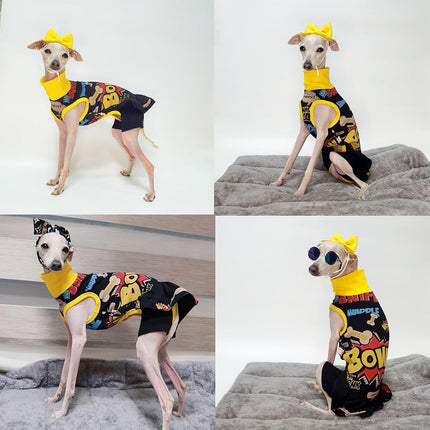 D DOGGY STAR Italian Greyhound Clothes Stretchable Bow Leggings One-Piece Whippet for Dog (XL,Ops Bow Black)