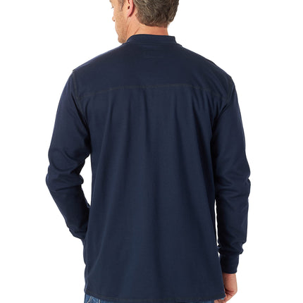 Wrangler Riggs Workwear Men's Flame Resistant Long Sleeve Henley Work Shirt, Navy, XL