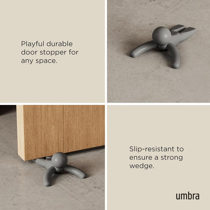 Umbra Buddy Door Stop – Heavy-Duty Door Stopper for Bottom of Door, Non-Slip, Flexible, Soft-Touch, Protects Your Floors, Grey