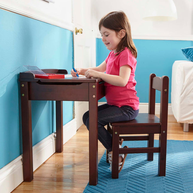 Melissa & Doug Child�s Lift-Top Desk & Chair (Kids Furniture, Espresso, Brown, 2 Pieces, 16.1� H x 23.6� W x 23.2� L, Great Gift for Girls and Boys � Best for 3, 4, 5, 6, 7 and 8 Year Olds)