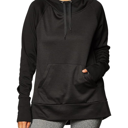 Hanes Women's Sport Performance Fleece Pullover Hoodie, Black Solid/Black Heather, S