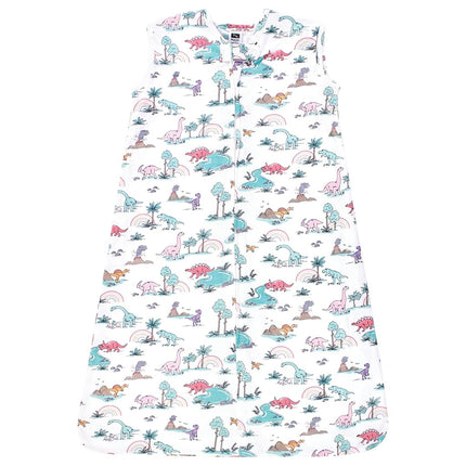Hudson Baby Unisex Baby Cotton Sleeveless Wearable Sleeping Bag, Sack, Blanket, Pink Dinosaur Adventures, 6-12 Months