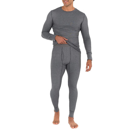 Fruit of the Loom Men's Recycled Waffle Thermal Underwear Set (Top and Bottom) - Grey - XXL