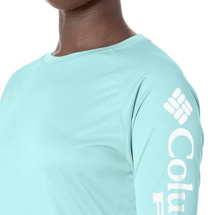 Columbia womens Tidal Tee Ii Long Sleeve, Clear Blue/White Logo, XXL