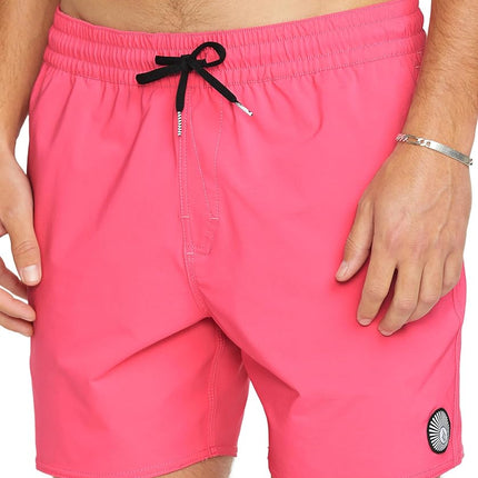 Volcom Men's Lido Solid 16" Swim Surf Trunk, Neon Pink, Medium