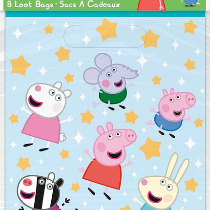 Unique 30382055 Peppa Pig Plastic Loot Bags - 8 Co