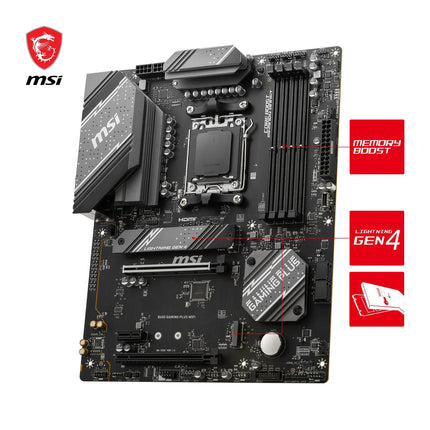 MSI B650 GAMING PLUS WIFI Motherboard, ATX - Supports AMD Ryzen 9000/8000 / 7000 Series Processors, AM5-14+2 Duet Rail VRM, DDR5 Memory Boost 6400+MHz/OC, 2 x PCIe 4.0 x16, 2 x M.2 Gen4, Wi-Fi 6E