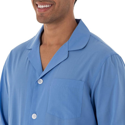 Fruit of the Loom Men's Long Sleeve Broadcloth Pajama Set, Azure Blue, 5X