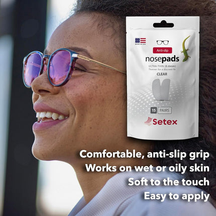 Setex Gecko Grip 1.0mm Anti Slip Nose Pads for Glasses, 5 Pair, Clear
