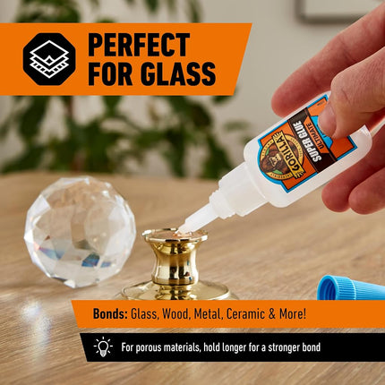 Gorilla Ultimate Super Glue, Clear Glue, 15 Grams (Pack of 1) - Fast-Setting Cyanoacrylate for Quick Fixes & Repairs with Anti-Clog Cap